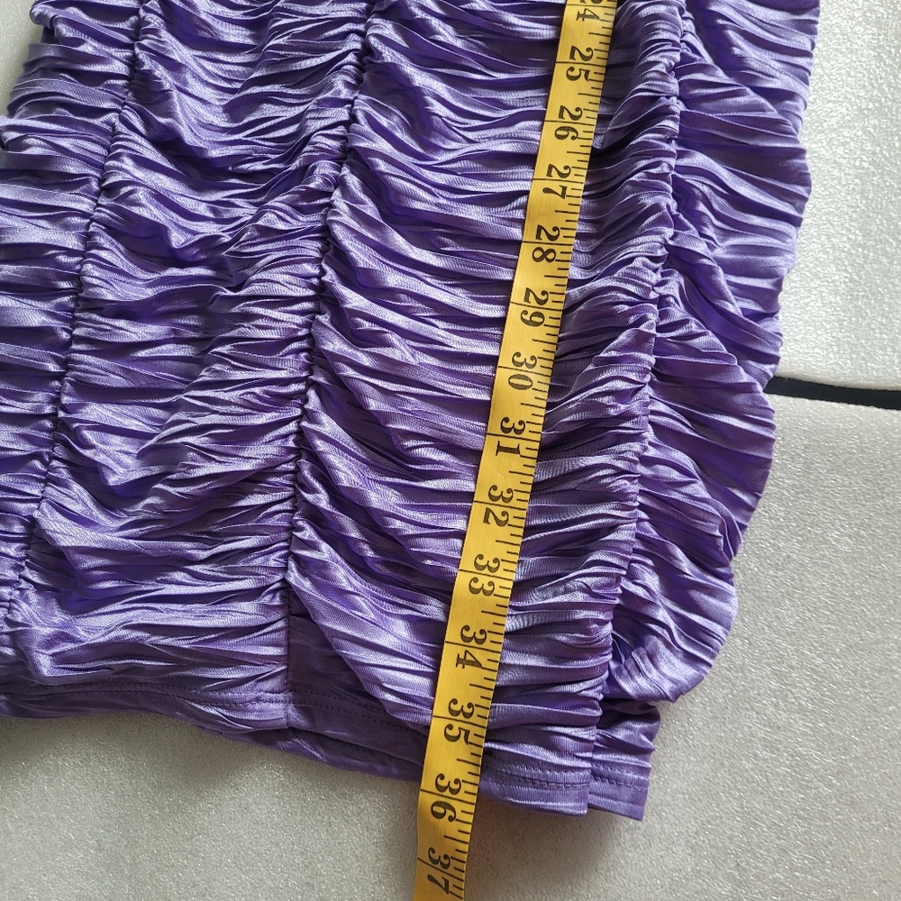 Vintage Y2K Le Chateau Ruched Bodycon Dress McBling Rhinestones Purple Small - Picture 14 of 14